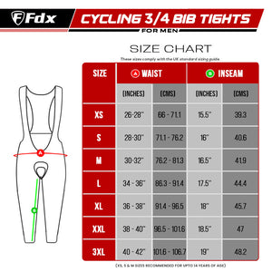 Fdx Gallop White Men's & Boy's Cycling Gel Padded 3/4 Bib Tights