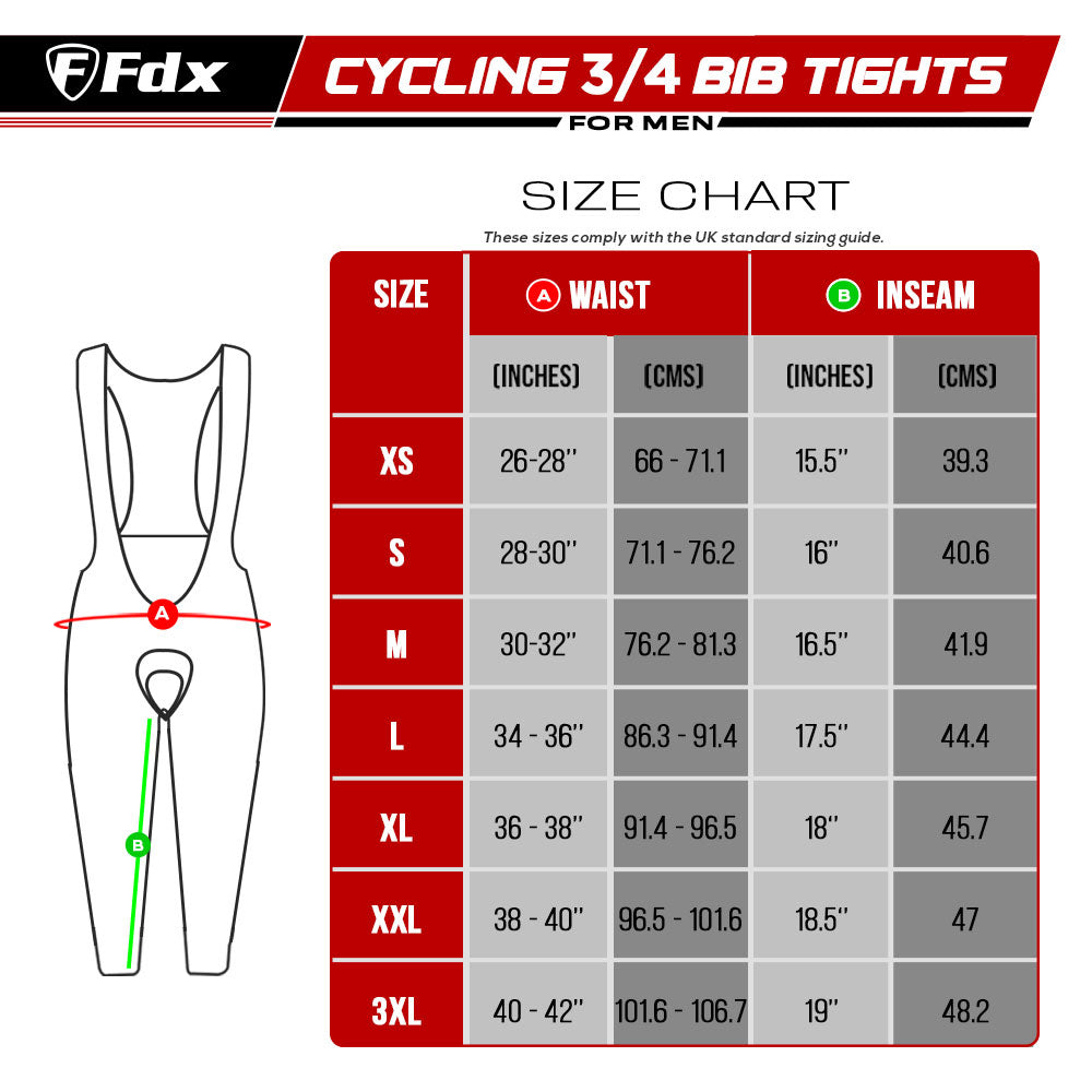 Fdx Gallop Blue Men's & Boy's Cycling Gel Padded 3/4 Bib Tights