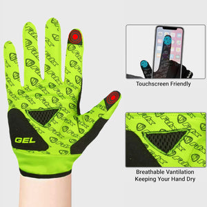 FDX Unisex Yellow Full Finger Winter Cycling Gloves - warm windproof anti-slip mtb padded unisex gloves, waterproof touch compatible women racing mitts