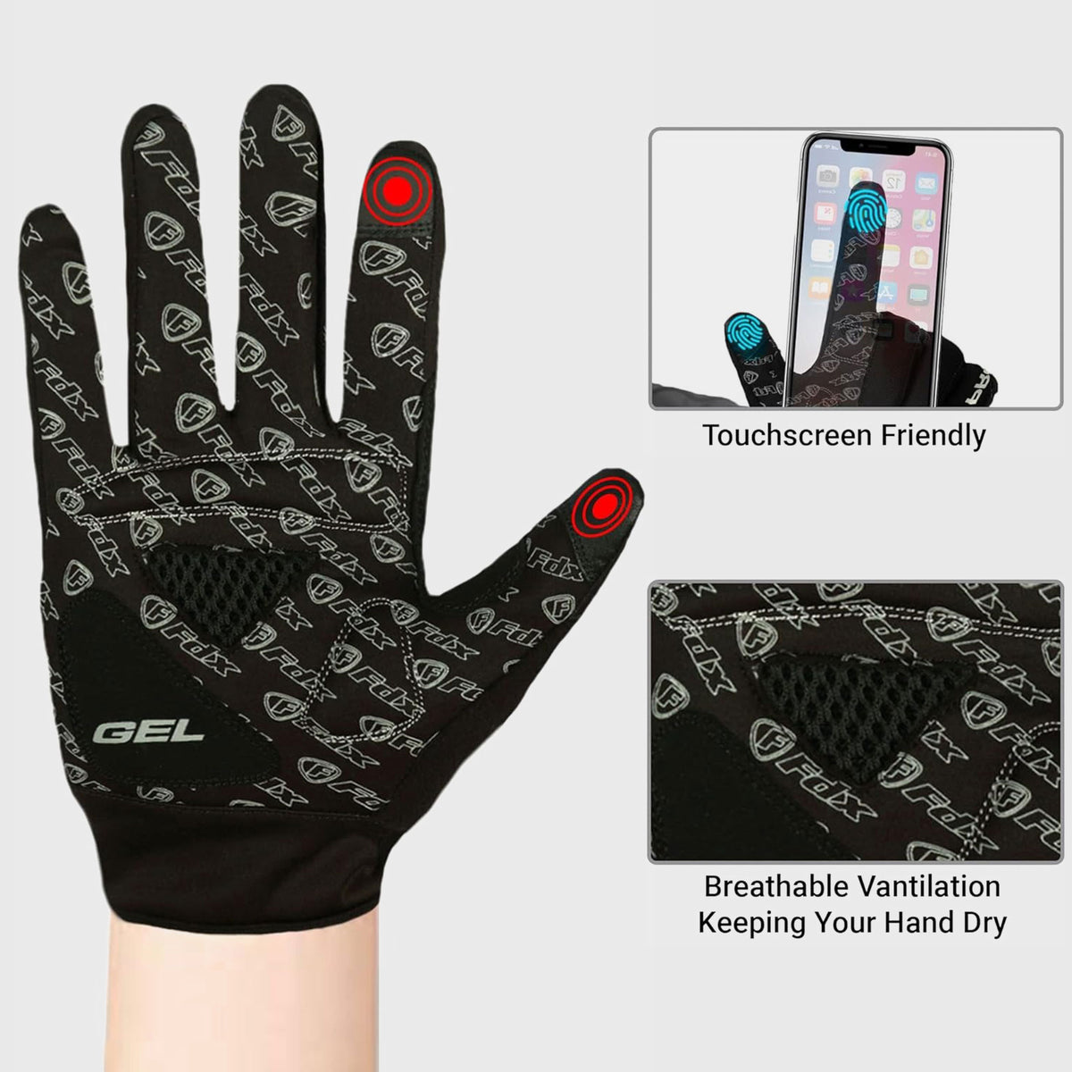 Mens Warm Ultra-thin Waterproof Anti-slip Thermal Touch Screen Ski Gloves FT