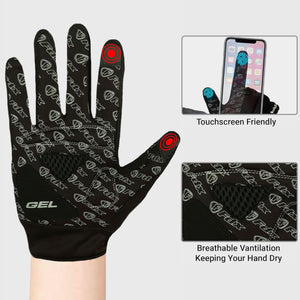 FDX Unisex Black Full Finger Winter Cycling Gloves - warm windproof anti-slip mtb padded unisex gloves, waterproof touch compatible women racing mitts
