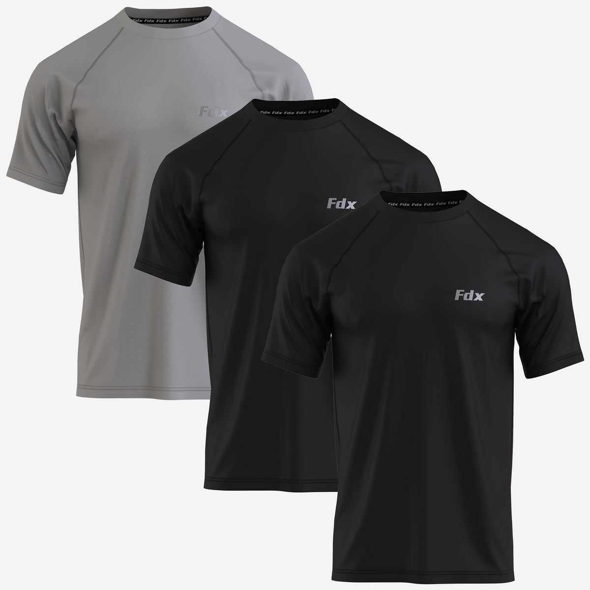 Aerofit Men's Running Top Pack of 3 Black/Grey