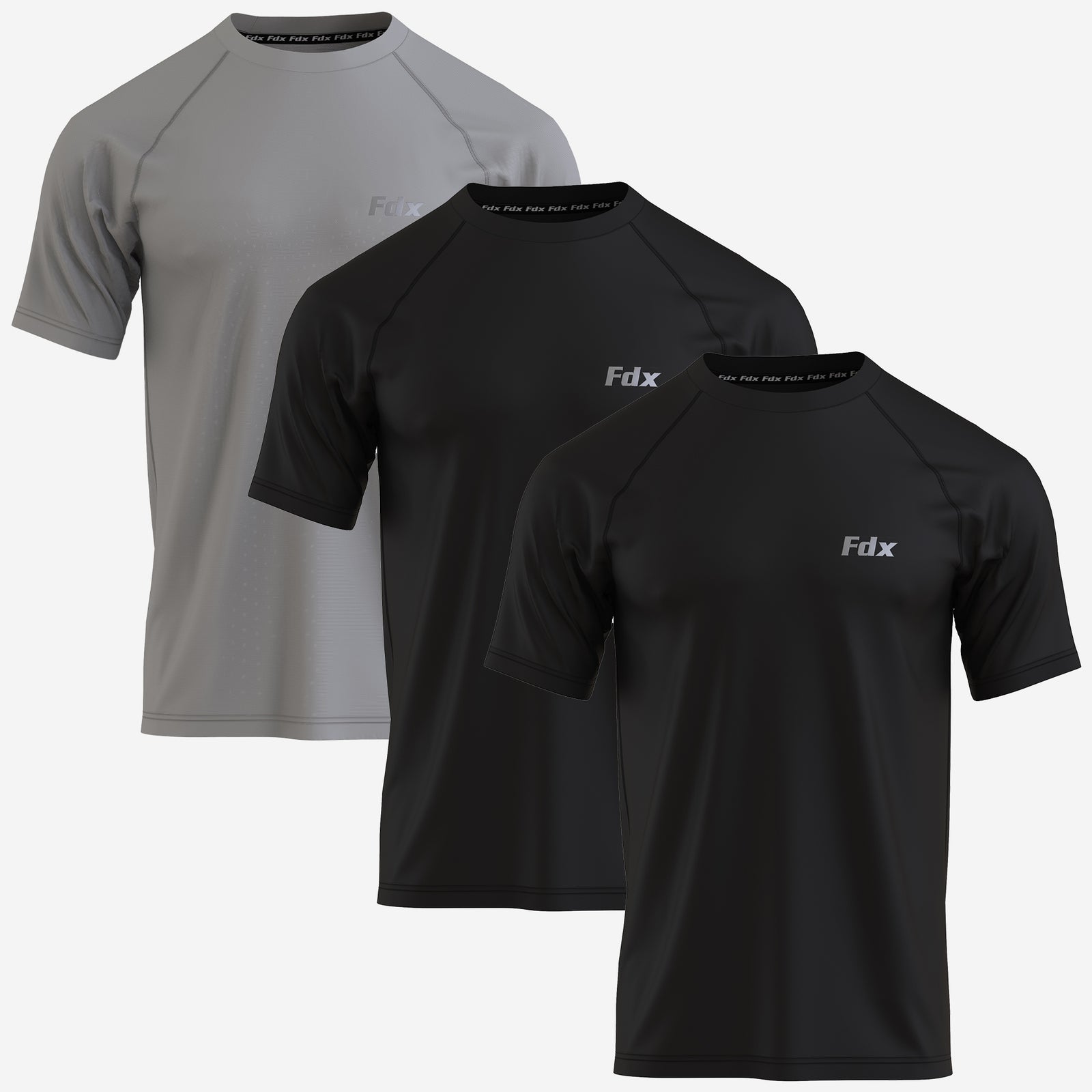 Aerofit Men's Running Top Pack of 3 Black/Grey
