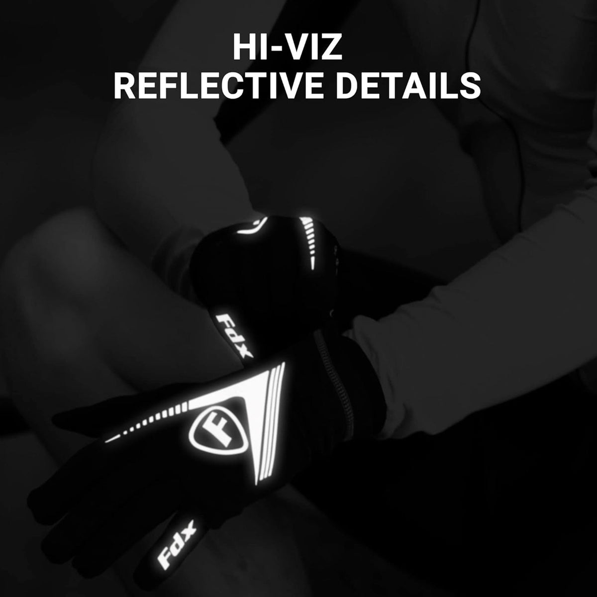 FDX Unisex Black Full Finger Winter Cycling Gloves - warm windproof anti-slip mtb padded unisex gloves, waterproof touch compatible women racing mitts