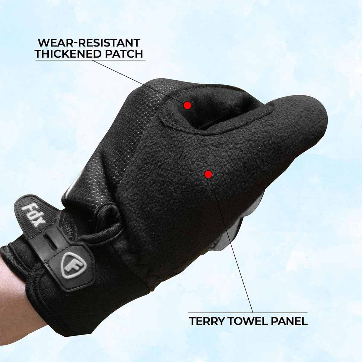 FDX Black & White Full Finger Unisex Gloves Windproof Mountain Bike Mitts Hi Viz Reflectors Breathable Smart Phone Touch Screen Gel Padded Winter Cycling Gear UK