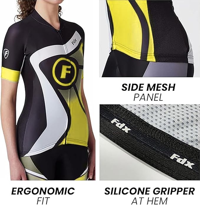 Fdx Signature Yellow Women's & Girl's Short Sleeve Summer Cycling Jersey