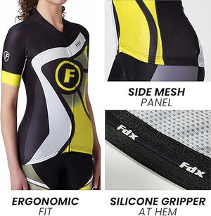 Fdx Signature Yellow Women's & Girl's Short Sleeve Summer Cycling Jersey