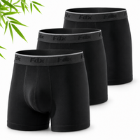 Men,s Bamboo Boxer Shorts Pack of 3 Black