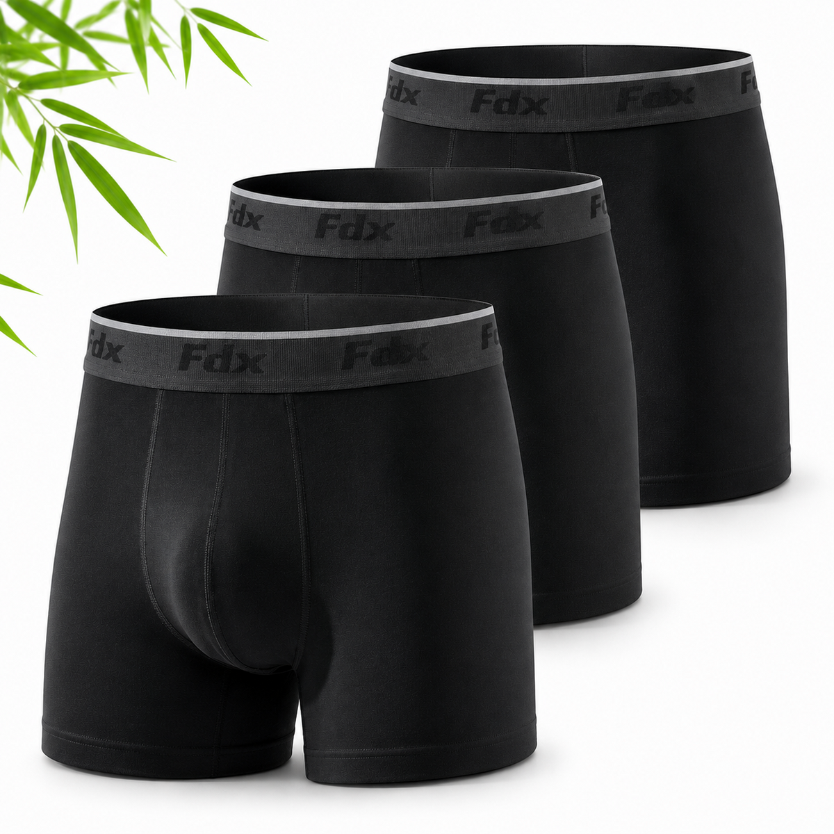 Men,s Bamboo Boxer Shorts Pack of 3 Black