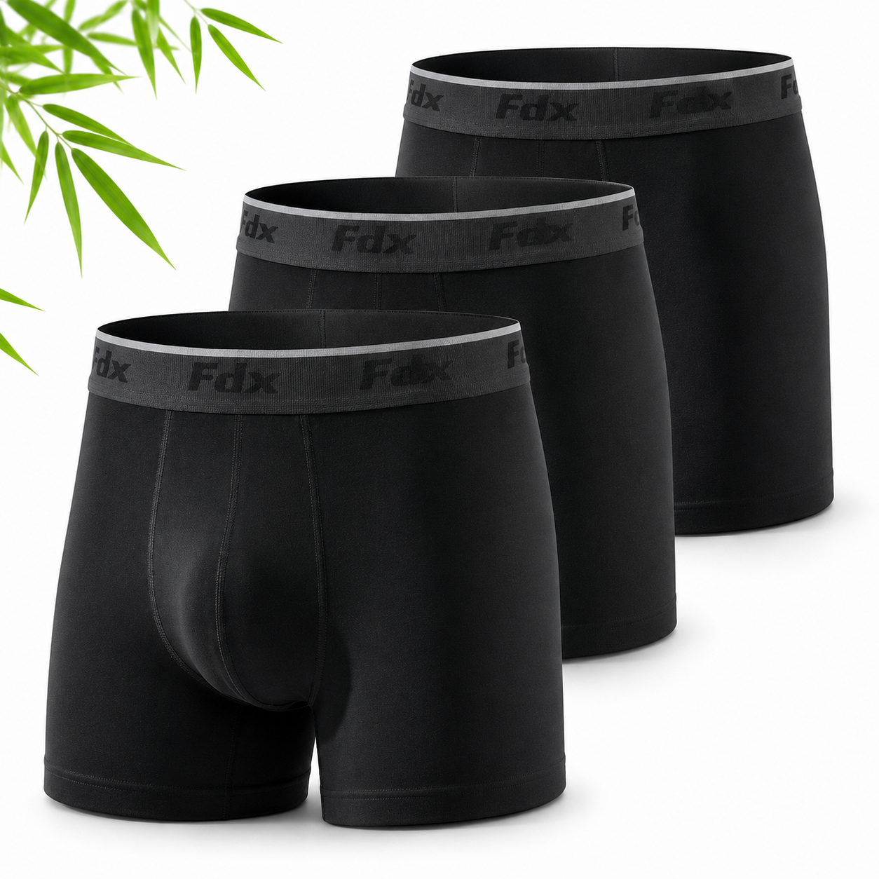 Men,s Bamboo Boxer Shorts Pack of 3 Black
