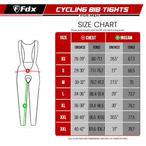 Fdx All Day Men's & Boy's Black Thermal Padded Cycling Cargo Bib Tights