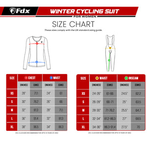 Fdx Women's & Girl's Set All Day Thermal Roubaix Long Sleeve Cycling Jersey & Cargo Bib Tights - Blue