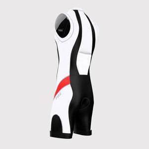 Fdx Mens Black & Red Sleeveless Gel Padded Triathlon / Skin Suit for Summer Cycling Wear, Running & Swimming Half Zip - Zion