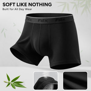 Men's Bamboo Boxer Shorts Pack of 6 Black/Navy