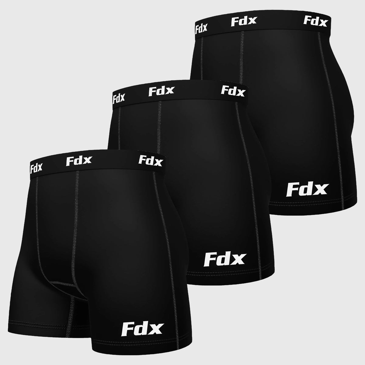 Fdx IT Black Men's & Boy's Compression Boxer Shorts Pack Of 3