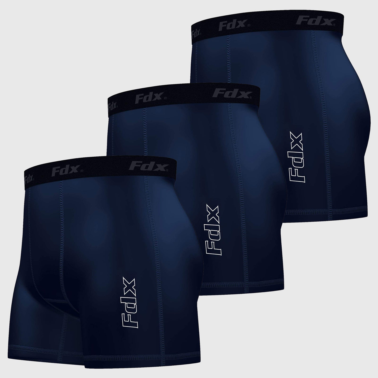 Fdx A5 Navy Blue Men's & Boy's Boxer Shorts Pack Of 3