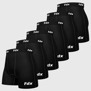 Fdx IT Black Men's & Boy's Compression Boxer Shorts Pack Of 6
