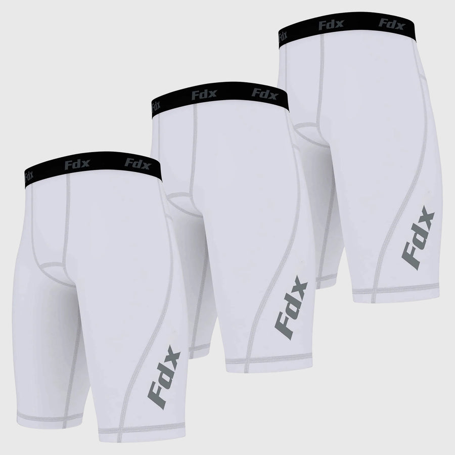 Men's Compression Shorts Pack of 3 White