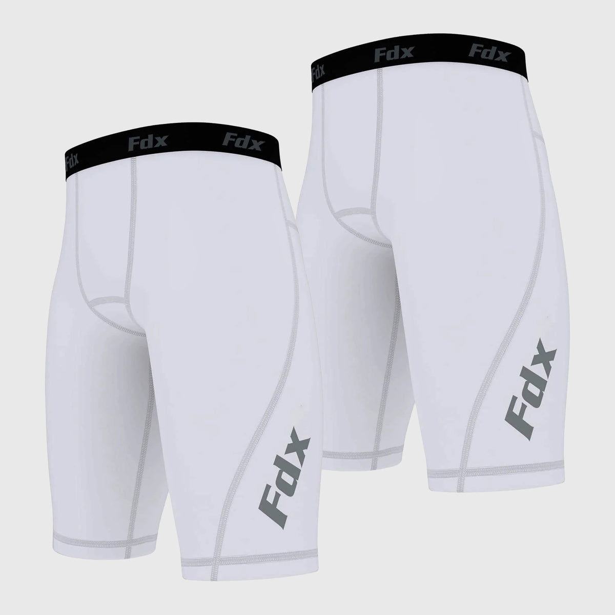 Fdx Men's & Boy's White Compression Shorts Skin Tight Gym Pants Pack Of 2