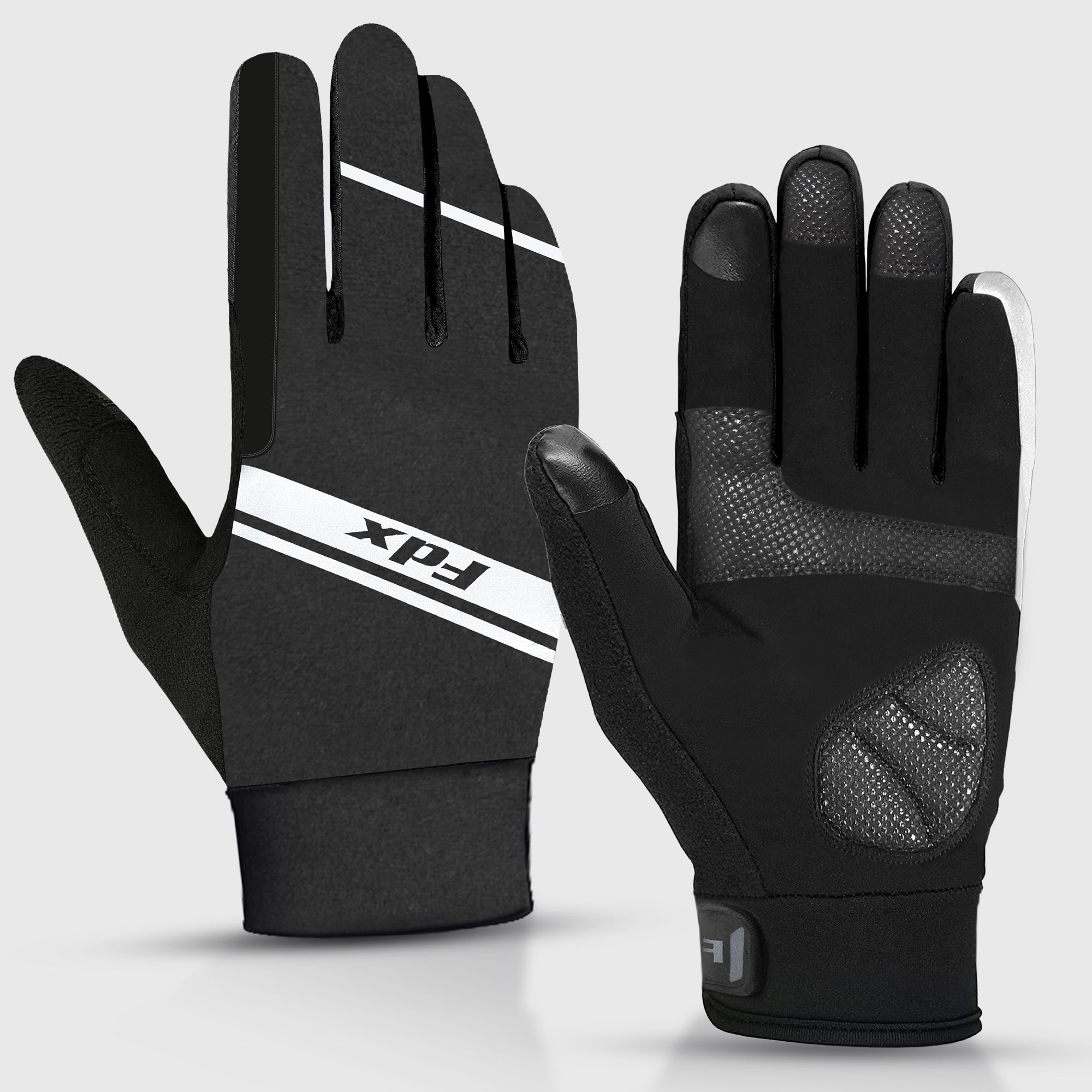 FDX Aqua Full Finger Waterproof Winter Cycling Gloves Gel padded, Silicon Gripper, Anti Slip, Reflective Details & Long Cuffs UK