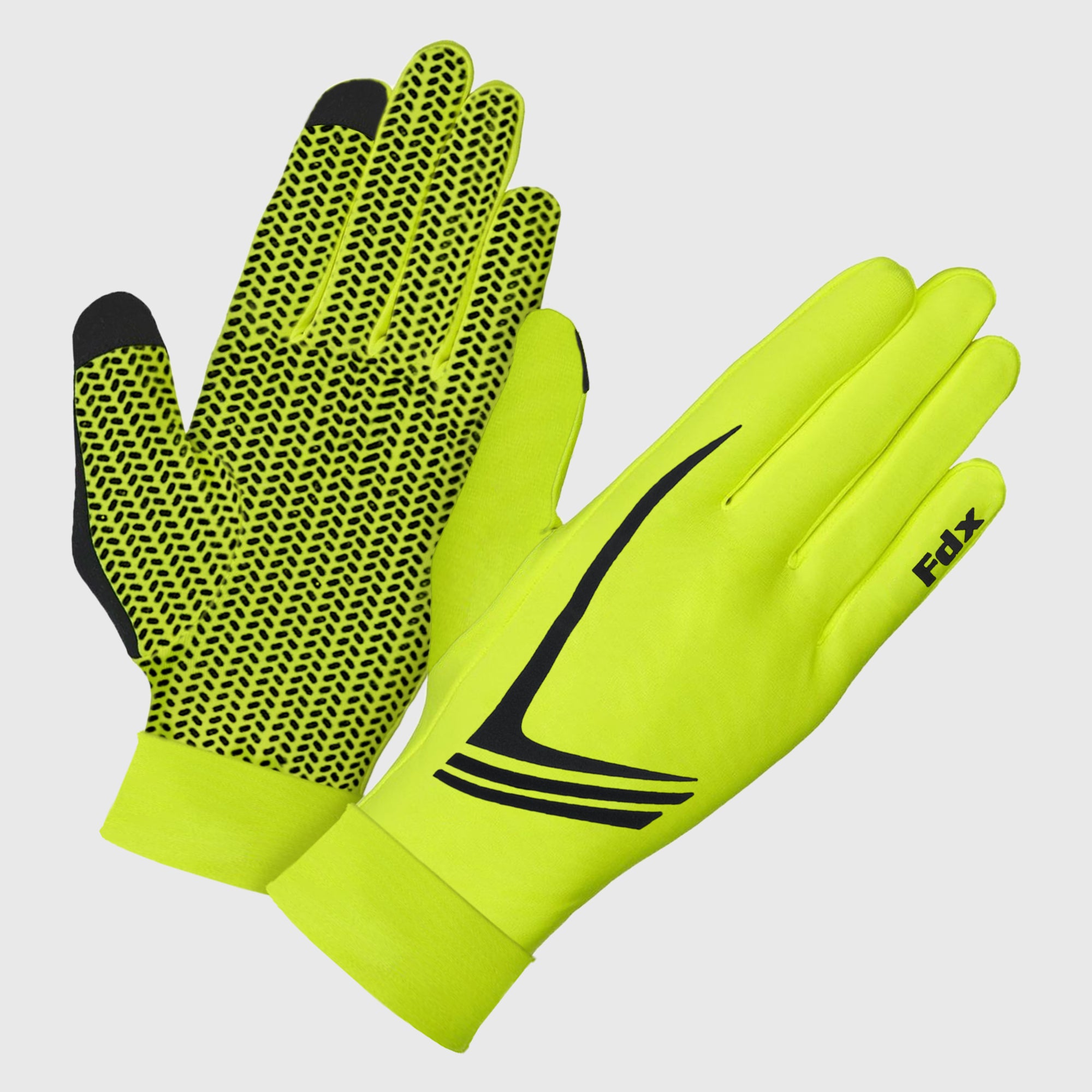 FDX Aero Yellow Full Finger Winter Cycling Gloves Gel padded Silicon Gripper Anti Slip Reflective Details Long Cuffs UK
