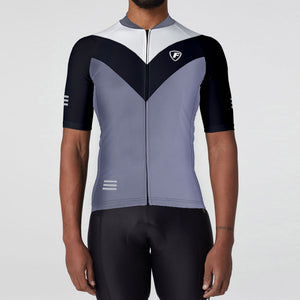 Fdx Men's & Boy's Set Velos Grey Short Sleeve Summer Cycling Jersey & Cargo Bib Shorts