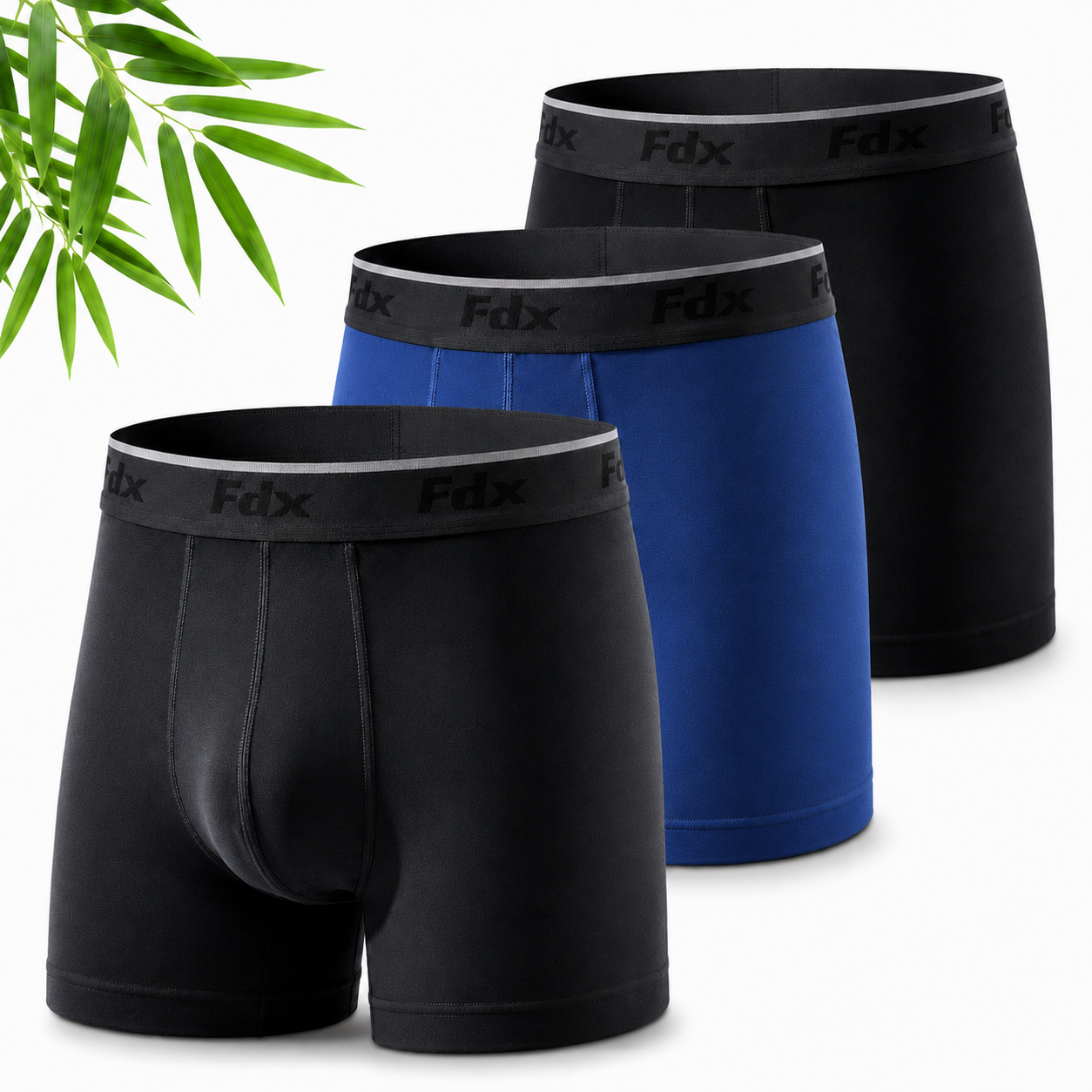 Men,s Bamboo Boxer Shorts Pack of 3 Black/Navy Blue