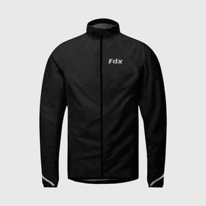 Fdx Men's Black Cycling Jacket for Winter Thermal Casual Softshell Clothing Lightweight, Shaver proof, Packable ,Windproof, Waterproof & Pockets