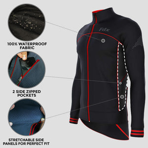 Fdx Mens Windbreaker Cycling Jacket Red for Winter Thermal Casual Softshell Clothing Lightweight, Windproof, Waterproof & Pockets - Apollux