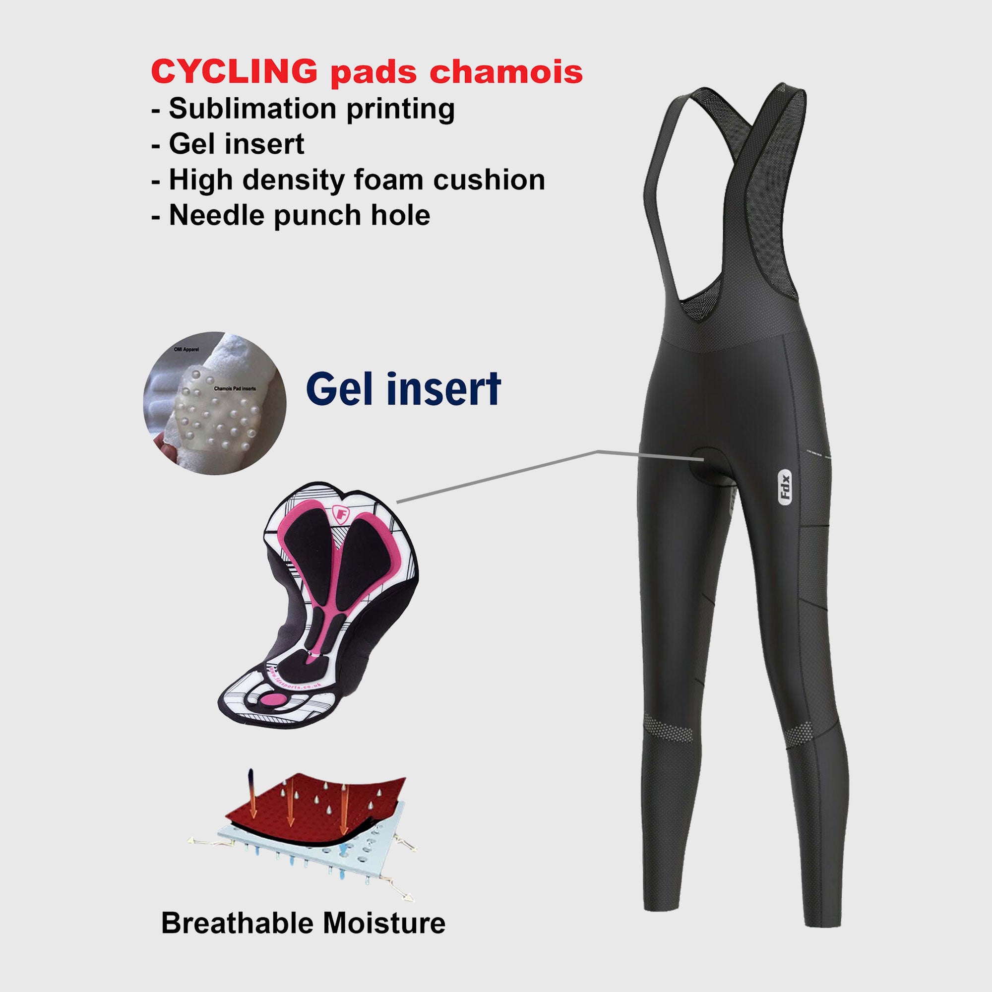 Fdx Womens Black Gel Padded Cycling Bib Tights For Winter Roubaix Thermal Fleece Reflective Warm Leggings - All Day Bike Pants