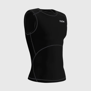 Fdx Mens Grey Sleeveless Compression Top Running Gym Workout Wear Rash Guard Stretchable Breathable Baselayer Shirt - Aeroform