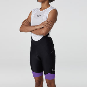 Fdx Women's Gel Padded Bib Shorts Black & PurpleBest Summer Road Bike Wear Light Weight, Hi viz Reflectors & Pockets - Essential Sport & Outdoor