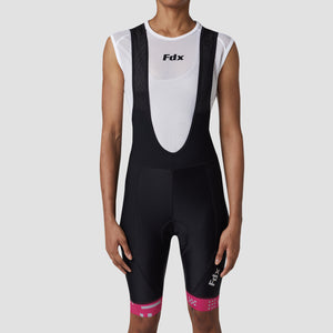 Fdx Women's Pink & Black Short Sleeve Cycling Jersey & Gel Padded Bib Shorts Best Summer Road Bike Wear Light Weight, Hi viz Reflectors & Pockets - All Day