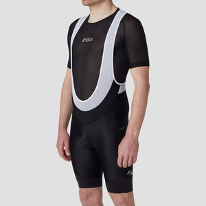 Fdx Mens Black Short Sleeve Cycling Jersey & Gel Padded Bib Shorts Best Summer Road Bike Wear Light Weight, Hi-viz Reflectors & Pockets - Essential