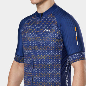 Fdx Mens Breathable Summer Cycling Short Sleeve Jersey Blue Best Road Bike Wear Top Light Weight, Full Zipper, Pockets & Hi-viz Reflectors - Vega