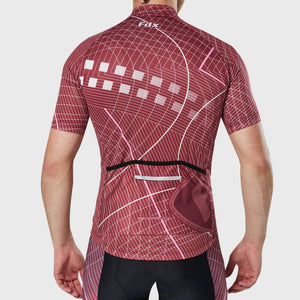 Fdx Mens Stoarage Pockets Red Short Sleeve Cycling Jersey for Summer Best Road Bike Wear Top Light Weight, Full Zipper, Pockets & Hi-viz Reflectors - Classic II