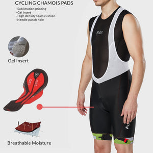 Men’s Green Cycling Bib Shorts 3D Gel Padded comfortable biking bibs - Breathable Quick Dry bibs, ultra-light stretchable shorts with pockets