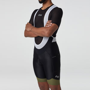 Fdx Mens Green Short Sleeve Cycling Jersey & Gel Padded Bib Shorts Best Summer Road Bike Wear Light Weight, Hi-viz Reflectors & Pockets - Essential