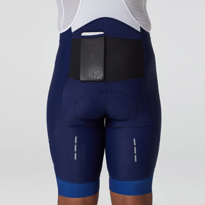 FDX Women's Blue Short Sleeve Mesh Compression & Gel Padded Bib Shorts Best Summer Road Bike Wear Light Weight, Hi viz Reflectors & Pockets - Duo