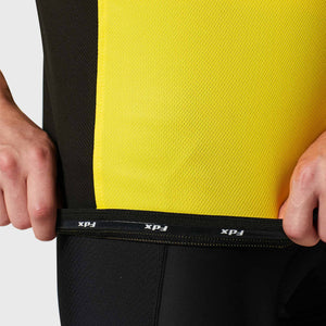 Fdx Mens Road Cycling Short Sleeve Jersey Yellow & Black for Summer Best Road Bike Wear Top Light Weight, Full Zipper, Pockets & Hi-viz Reflectors - Vertex
