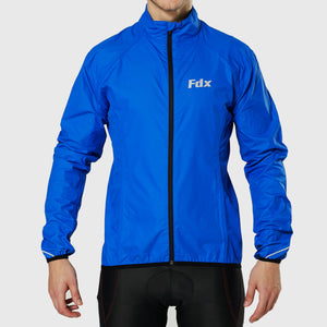 Fdx Cycling Jacket for Men's Blue Winter Thermal Casual Softshell Clothing Lightweight, Shaverproof, Packable ,Windproof, Waterproof & Pockets
