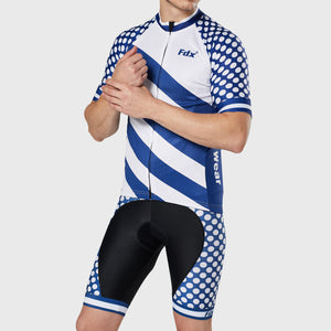 Fdx Mens Breathable White Short Sleeve Cycling Jersey & Gel Padded Bib Shorts Best Summer Road Bike Wear Light Weight, Hi-viz Reflectors & Pockets - Equin