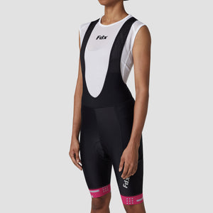 Fdx Women's Gel Padded Cycling Bib Shorts Pink & Black Best Summer Road Bike Wear Light Weight, Hi viz Reflectors & Pockets - All Day