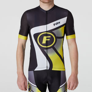 Fdx Short Sleeve Cycling Jersey for Mens Yellow Summer Best Road Bike Wear Top Light Weight, Full Zipper, Pockets & Hi-viz Reflectors - Signature