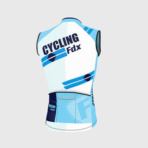 Fdx Mens Breathable Blue Sleeveless Cycling Jersey for Summer Best Road Bike Wear Top Light Weight, Full Zipper, Pockets & Hi-viz Reflectors - Core