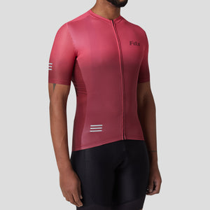 Fdx Short Sleeve Cycling Jersey for Mens Pink & Maroon Summer Best Road Bike Wear Top Light Weight, Full Zipper, Pockets & Hi-viz Reflectors - Duo