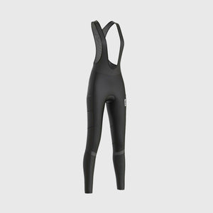 Fdx Womens Black Gel Padded Pockets Cycling Bib Tights For Winter Roubaix Thermal Fleece Hi Viz Reflectors Warm Leggings - All Day Bike Pants