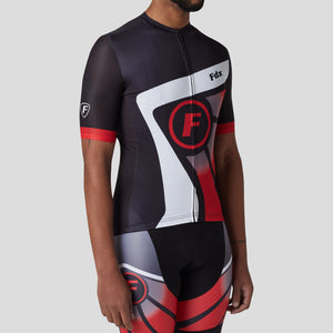 Fdx Mens Breathable Red & Black Short Sleeve Cycling Jersey for Summer Best Road Bike Wear Top Light Weight, Full Zipper, Pockets & Hi-viz Reflectors - Signature