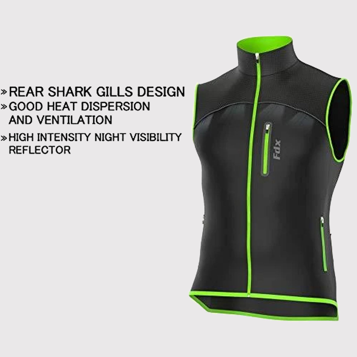 Fdx Men's Red & Black Thermal Cycling Gilet Sleeveless Vest for Winter Clothing Hi-Viz Refectors, Lightweight, Windproof, Waterproof & Pockets - Stunt