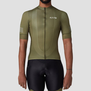Fdx Mens Green Half Sleeve Cycling Jersey for Summer Best Road Bike Wear Top Light Weight, Full Zipper, Pockets & Hi-viz Reflectors - Essential